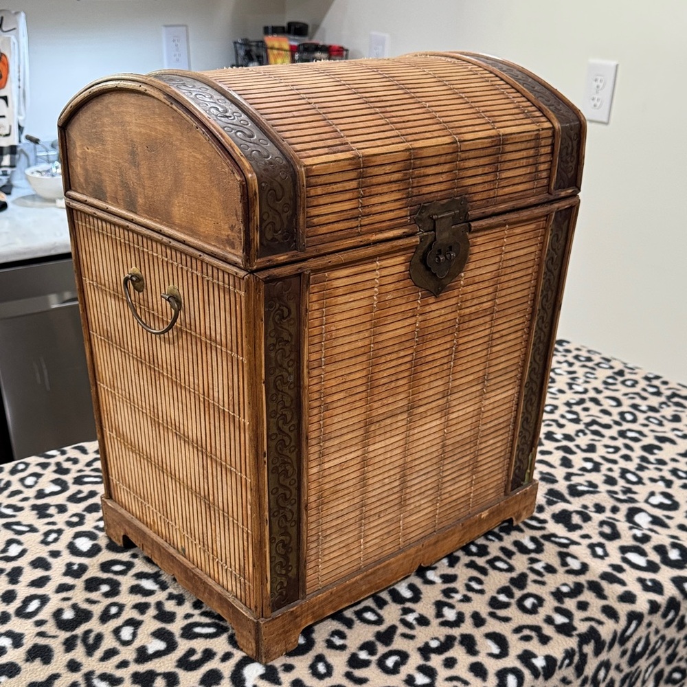 Antique Bamboo and Bronze Accent Chest